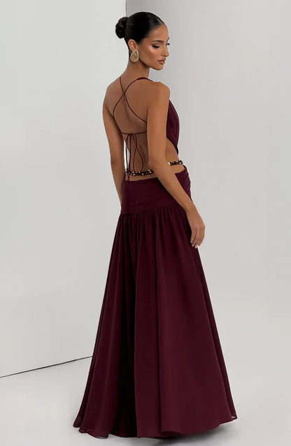 ROBE MAXI INDIANNA - BOURGOGNE