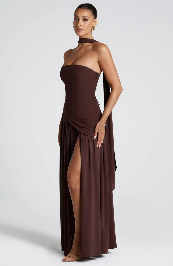 ROBE MAXI MALIYAH - MARRON
