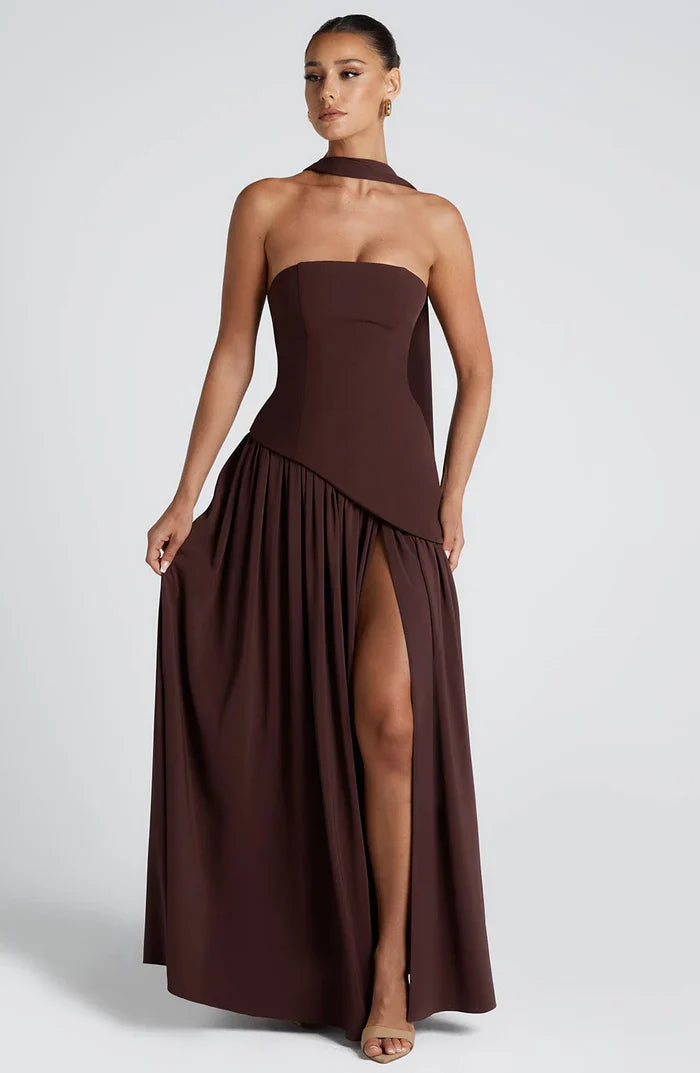 ROBE MAXI MALIYAH - MARRON