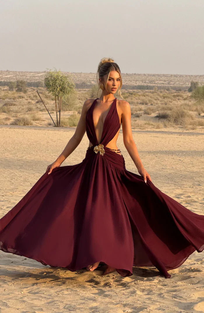 ROBE MAXI INDIANNA - BOURGOGNE