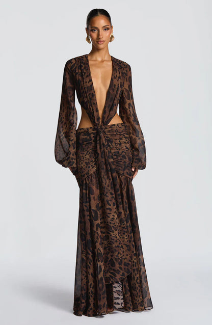 ANDRINA MAXI DRESS - LEOPARD