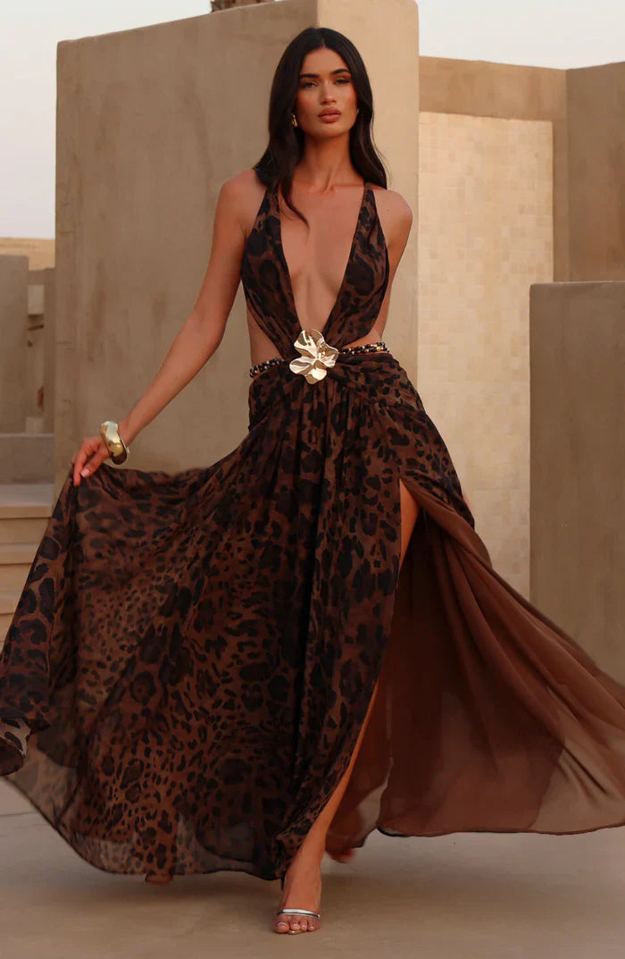 ROBE MAXI INDIANNA - LÉOPARD
