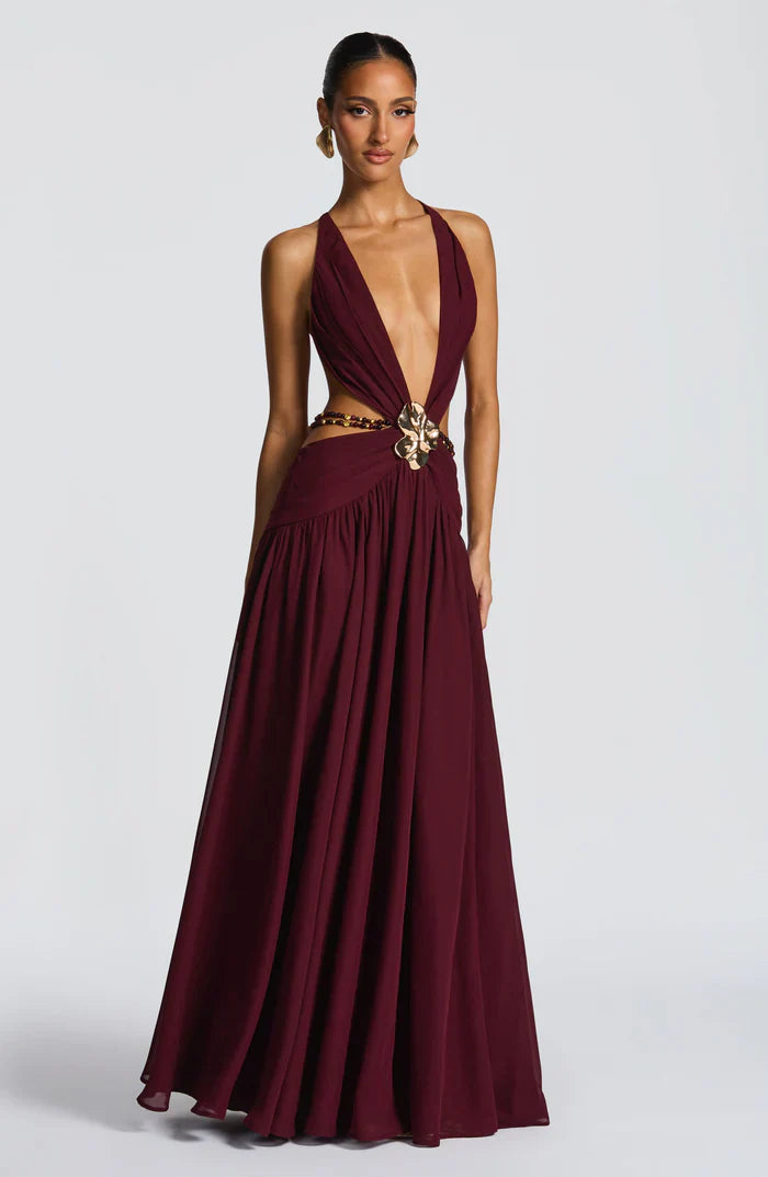 ROBE MAXI INDIANNA - BOURGOGNE