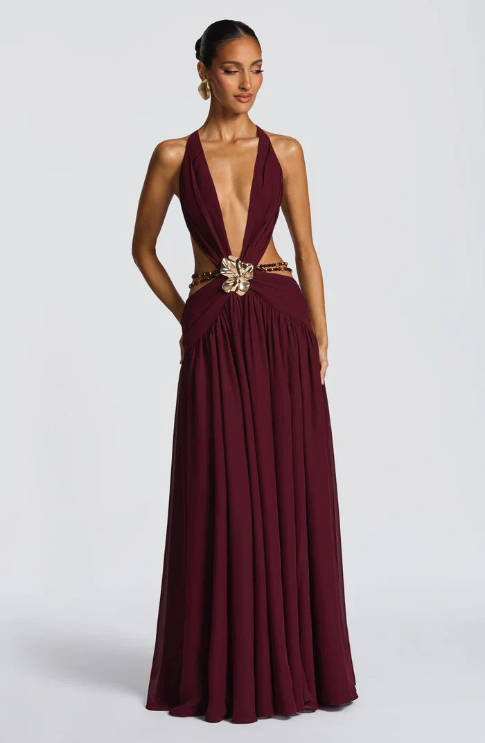 ROBE MAXI INDIANNA - BOURGOGNE