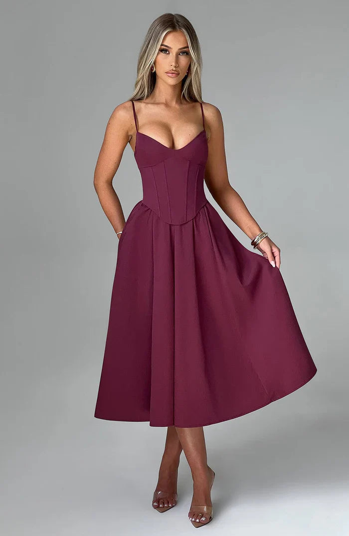 ROBE MIDI MARIELLA - BOURGOGNE