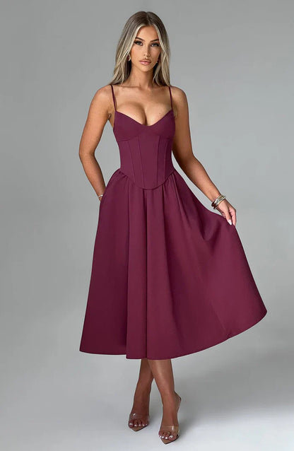 ROBE MIDI MARIELLA - BOURGOGNE