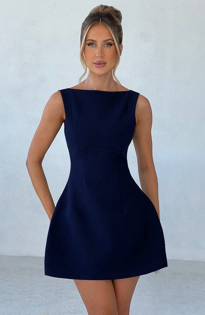 ROBE MINI DOS NU LILA - BLEU MARINE