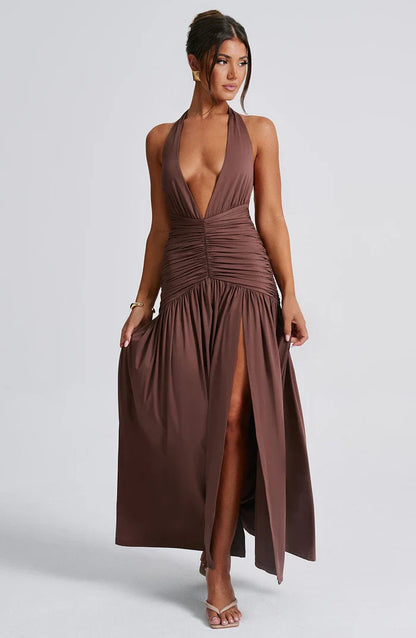 ROBE MAXI MELANIA - MARRON