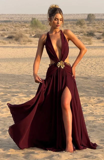 ROBE MAXI INDIANNA - BOURGOGNE