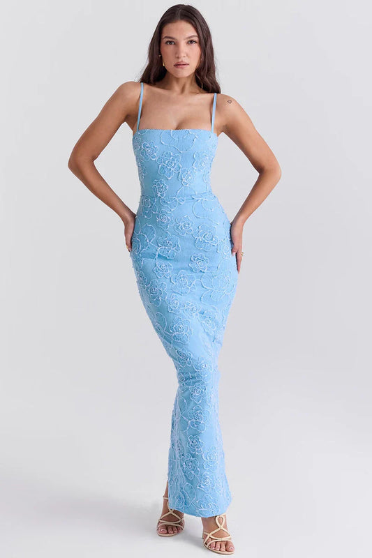 ROBE MAXI LYRA - BLEU CLAIR