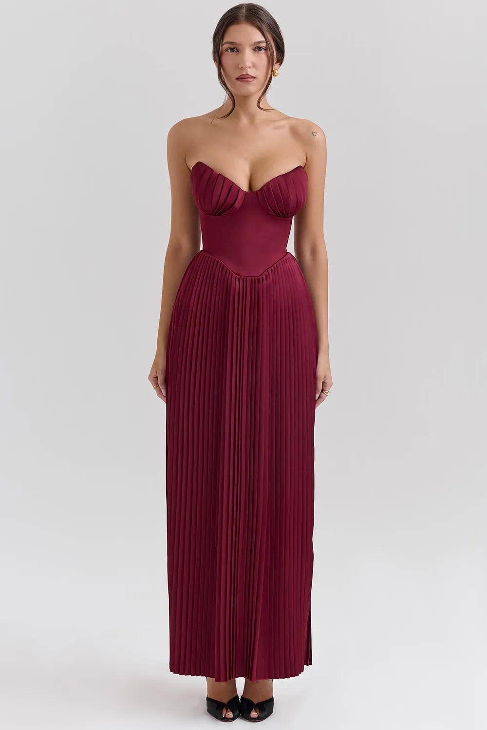 ROBE MAXI HELENA - BOURGOGNE