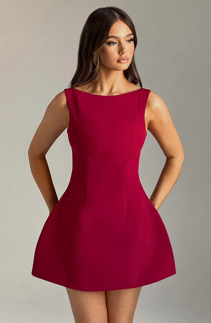 ROBE MINI DOS NU LILA - ROUGE