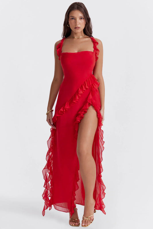 IVY MIDI DRESS - RED