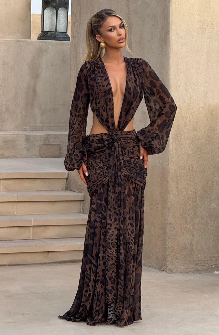 ANDRINA MAXI DRESS - LEOPARD