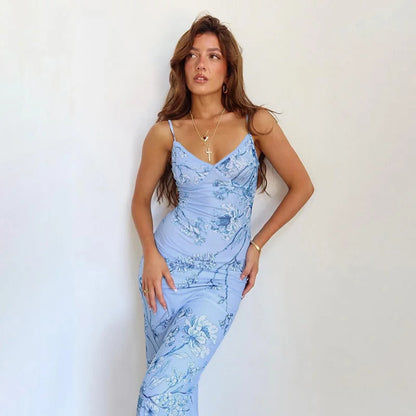 ROBE MAXI LUNAIRE ÉLÉGANCE - BLEU
