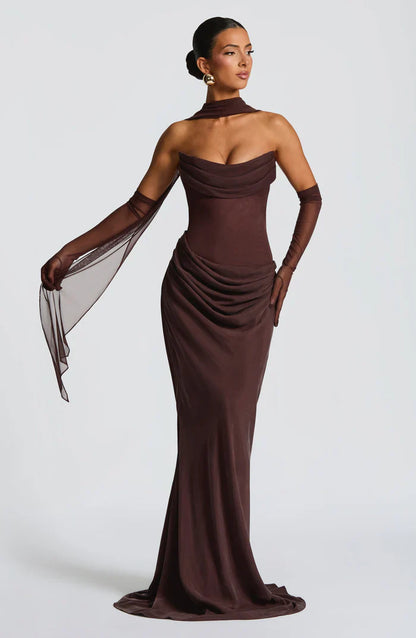 ROBE MAXI LIORA - MARRON PRUNE