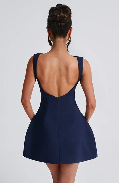 ROBE MINI DOS NU LILA - BLEU MARINE