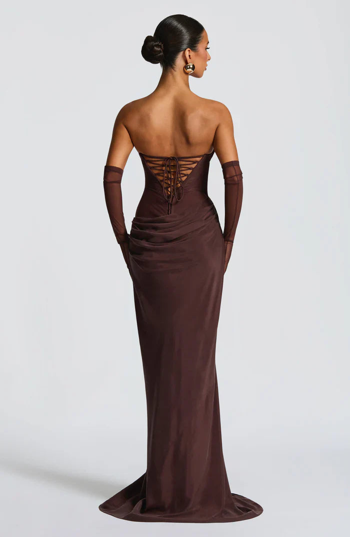 ROBE MAXI LIORA - MARRON PRUNE