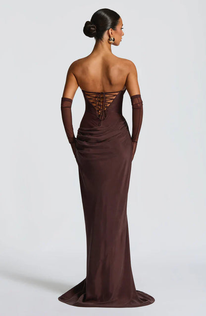 ROBE MAXI LIORA - MARRON PRUNE