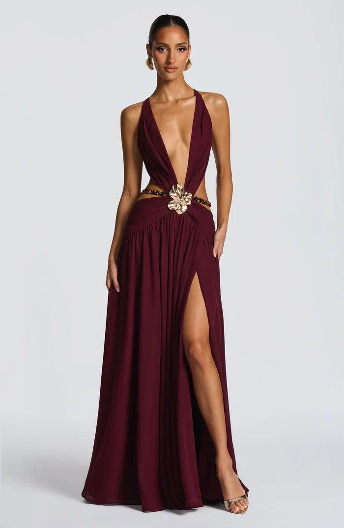 ROBE MAXI INDIANNA - BOURGOGNE