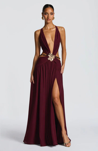 ROBE MAXI INDIANNA - BOURGOGNE