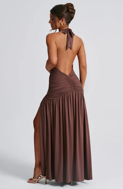 ROBE MAXI MELANIA - MARRON