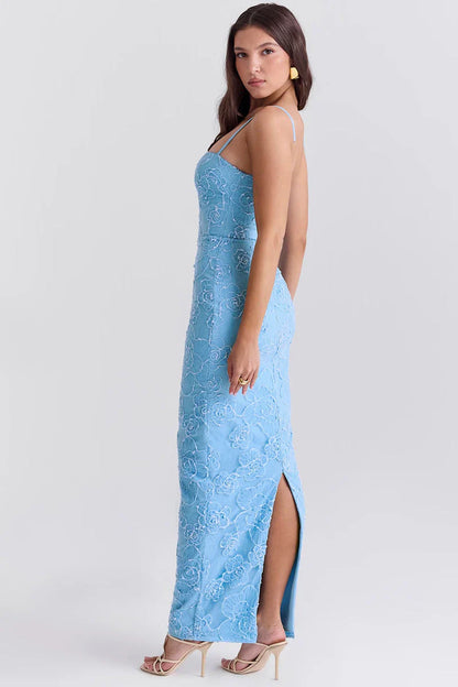 ROBE MAXI LYRA - BLEU CLAIR