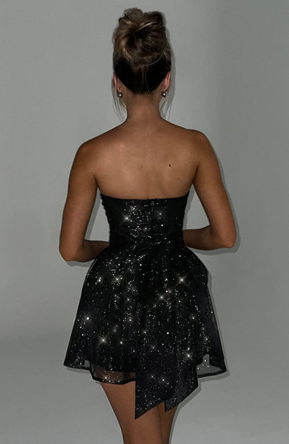 ROBE MINI LUNA GLOW - NOIR ÉCLATANT