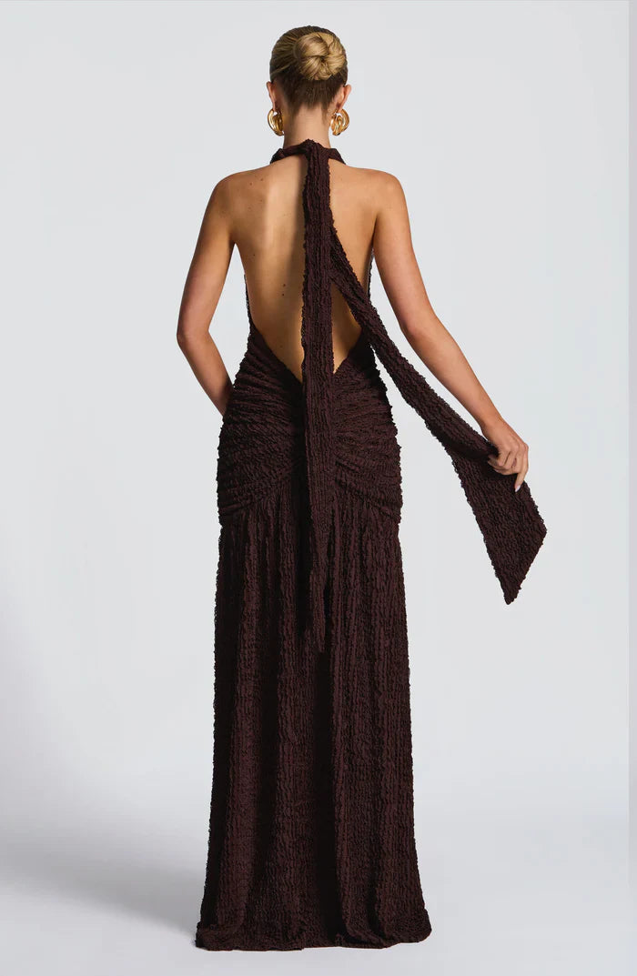 ROBE MAXI MINERVA - MARRON PRUNE