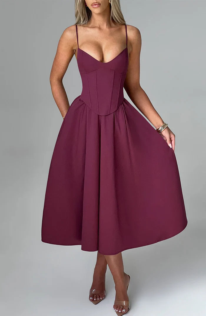 ROBE MIDI MARIELLA - BOURGOGNE