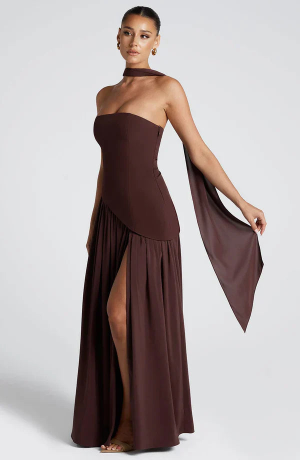 ROBE MAXI MALIYAH - MARRON