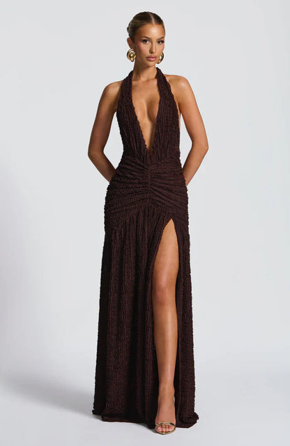 ROBE MAXI MINERVA - MARRON PRUNE