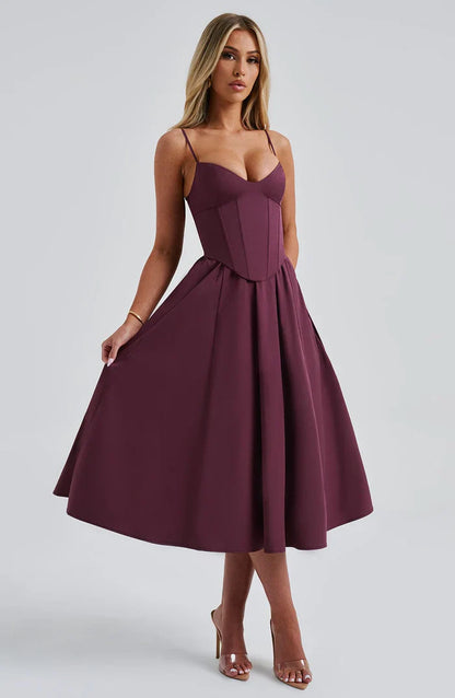 ROBE MIDI MARIELLA - BOURGOGNE