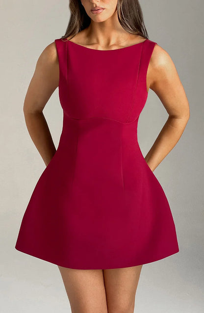 ROBE MINI DOS NU LILA - ROUGE