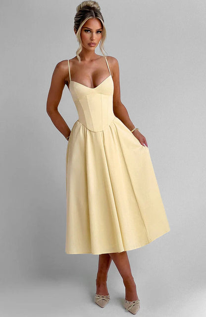 ROBE MIDI MARIELLA - JAUNE