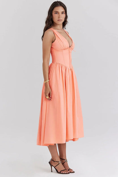 CRYSTAL MIDI DRESS - Peach