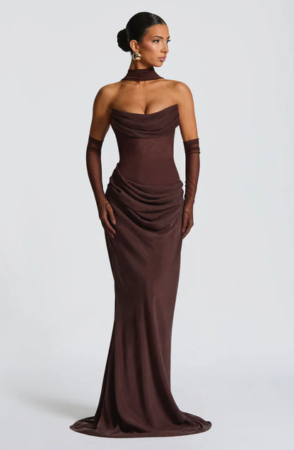 ROBE MAXI LIORA - MARRON PRUNE