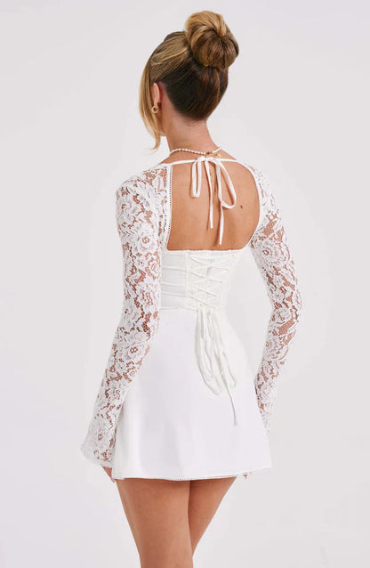 ROBE MINI EN DENTELLE LIZA - BLANCHE