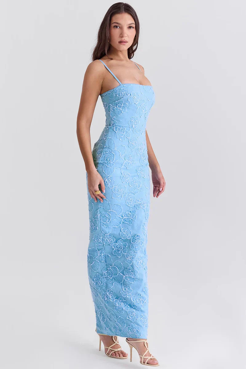 ROBE MAXI LYRA - BLEU CLAIR