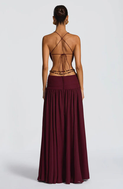 ROBE MAXI INDIANNA - BOURGOGNE