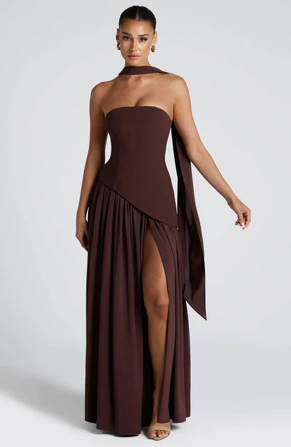 ROBE MAXI MALIYAH - MARRON