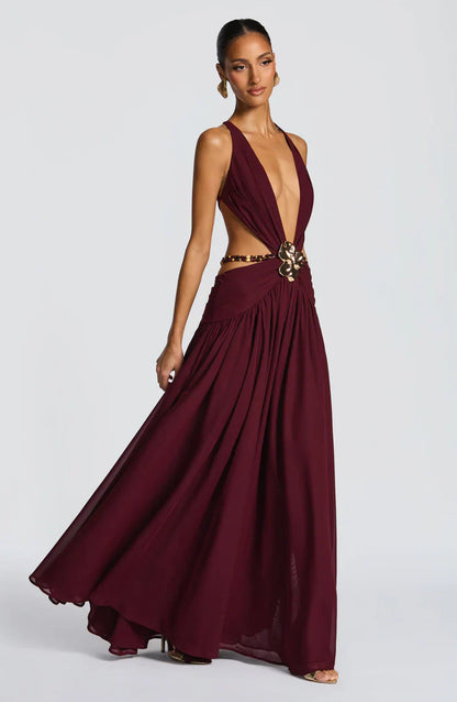 ROBE MAXI INDIANNA - BOURGOGNE