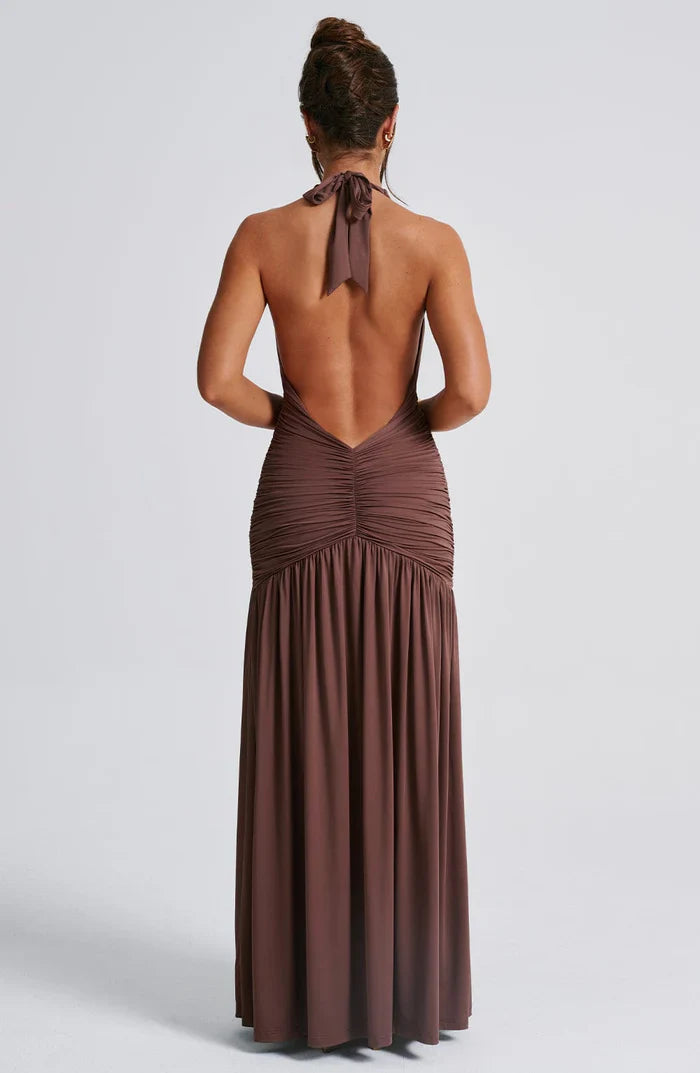 ROBE MAXI MELANIA - MARRON