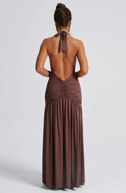 ROBE MAXI MELANIA - MARRON