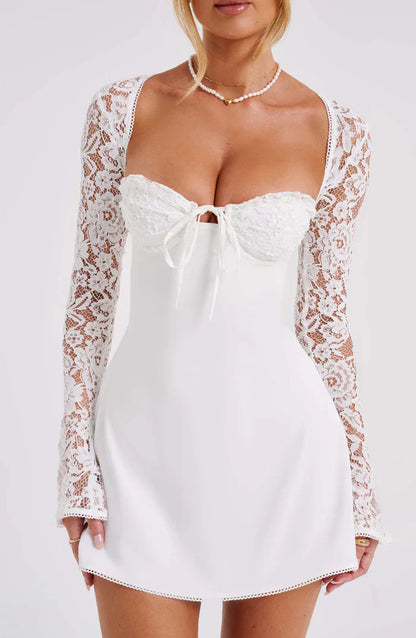 ROBE MINI EN DENTELLE LIZA - BLANCHE