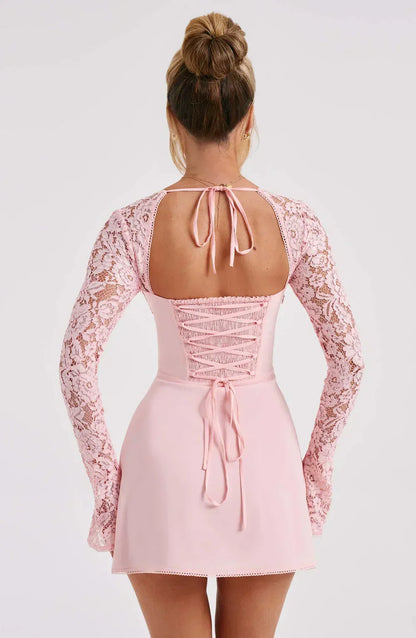 ROBE MINI EN DENTELLE LIZA - ROSE