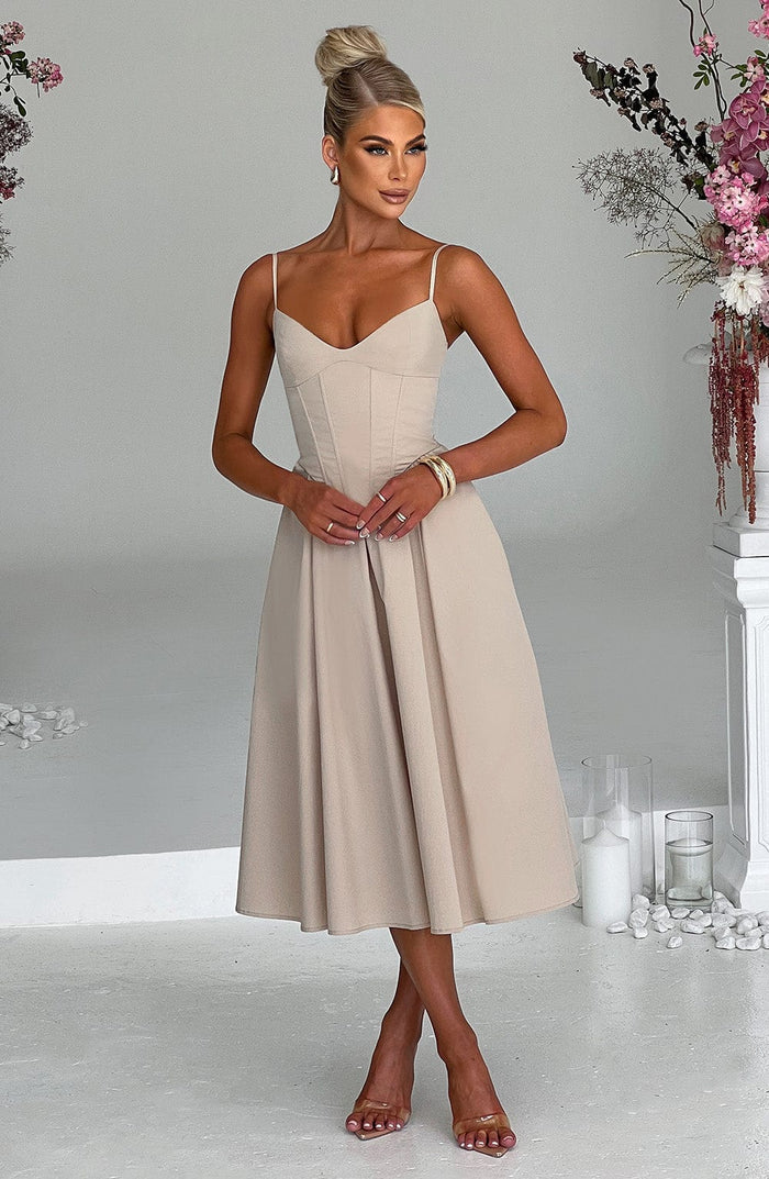 ROBE MIDI MARIELLA - BEIGE