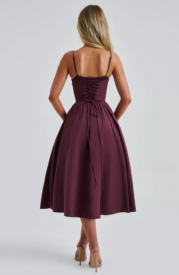 ROBE MIDI MARIELLA - BOURGOGNE