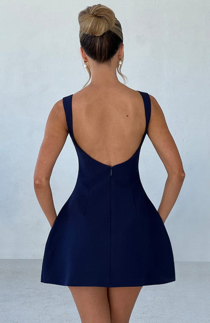 ROBE MINI DOS NU LILA - BLEU MARINE
