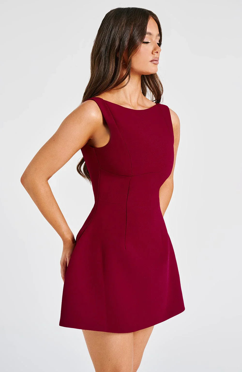 ROBE MINI DOS NU LILA - ROUGE